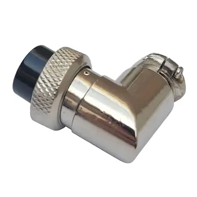 Vista lateral de Ficha Conector Gx16 6 Pines Hembra Aviacion A Cable 90 Grados