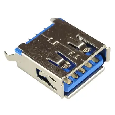 Vista lateral de Conector Ficha Usb 3.0 A Hembra A Chasis Recta