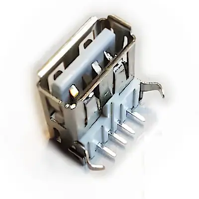 Detalles accesorios de Conector Ficha Usb 2.0 A Hembra A Chasis 90 Grados