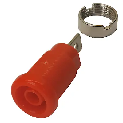 Vista lateral de Ficha Banana Hembra Jack Chasis Hq Rojo