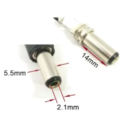 Detalles accesorios de Ficha Dc Hueco 5,5 X 2,1 X 14 Mm Plug Macho 90 Grados