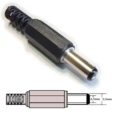 Detalles accesorios de Ficha Dc Hueco 5,5 X 2,5 X 14 Mm Plug Macho
