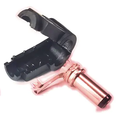 Vista lateral de Ficha Dc Hueco 5,5 X 2,5 X 14 Mm Plug Macho 90 Grados