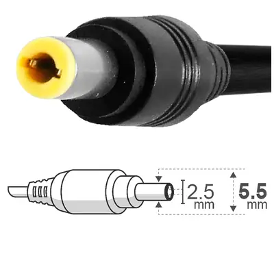 Vista lateral de Fuente Switching 12V 2A Con Ficha 5,5 X 2,5 Mm