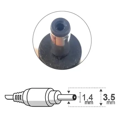 Vista lateral de Fuente Switching 5V 2A Con Ficha 3,5 X 1,4 Mm
