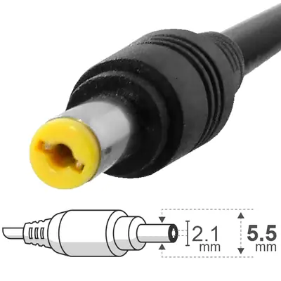 Vista lateral de Fuente Switching 5V 2A Con Ficha 5,5 X 2,1 Mm