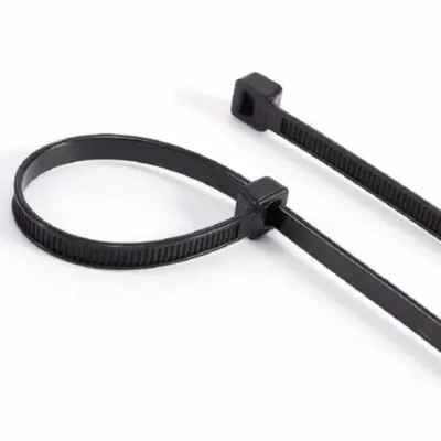 Vista lateral de Precinto Plastico 15 Cm Largo X 100 Unidades Negro