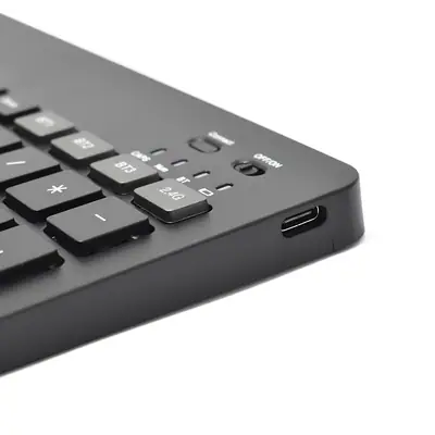 Vista lateral de Teclado Nisuta Inalambrico + Bluetooth Compacto Espanol Negro Recargable