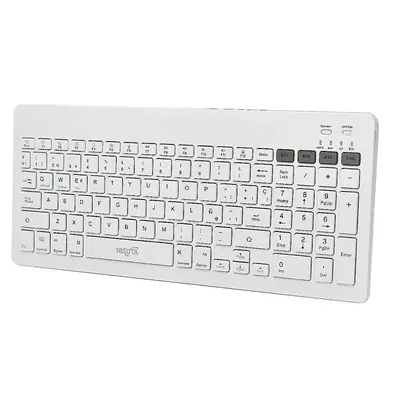Teclado Nisuta Inalambrico + Bluetooth Compacto Espanol Blanco Recargable