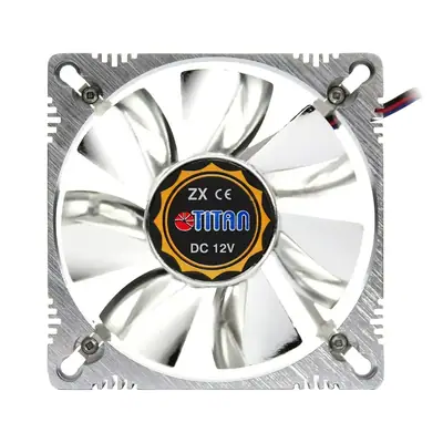 Vista lateral de Fan 80Mm 3Pin 25Mm Espesor 2500Rpm Alum Ruleman Titan