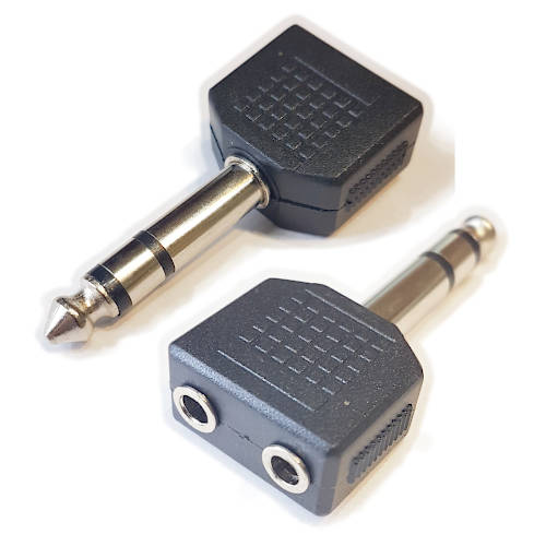 ADAPTADOR PLUG 6,5 ESTEREO MACHO A 2 MINIPLUG 3,5 ESTEREO HEMBRA