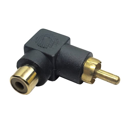 ADAPTADOR RCA MACHO A RCA HEMBRA 90 GRADOS NEGRO