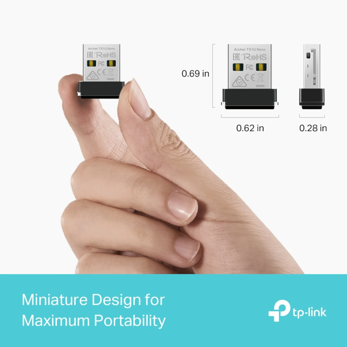 Detalles accesorios de Adaptador Wifi Usb Dual Band Tp-Link Archer TX1U Nano Ax300 Wifi6