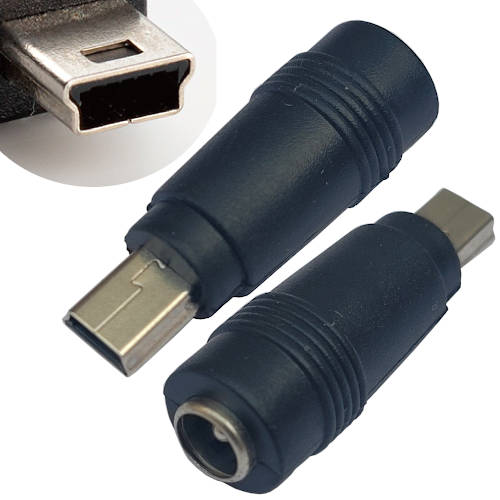 ADAPTADOR DC HUECO 5,5 x 2,1 mm HEMBRA a MINI-USB ADAPTADOR DC HUECO 5,5 x 2,1 mm HEMBRA a MINI-USB