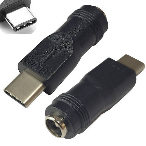 ADAPTADOR DC HUECO 5,5 x 2,5 mm HEMBRA a USB C ADAPTADOR DC HUECO 5,5 x 2,5 mm HEMBRA a USB C