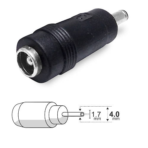 ADAPTADOR DC HUECO 5,5 x 2,1 mm HEMBRA a 4,0 x 1,4 mm MACHO ADAPTADOR DC HUECO 5,5 x 2,1 mm HEMBRA a 4,0 x 1,4 mm MACHO