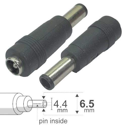 ADAPTADOR DC HUECO 5,5 x 2,5 mm HEMBRA a 6,5 x 4,4 mm MACHO