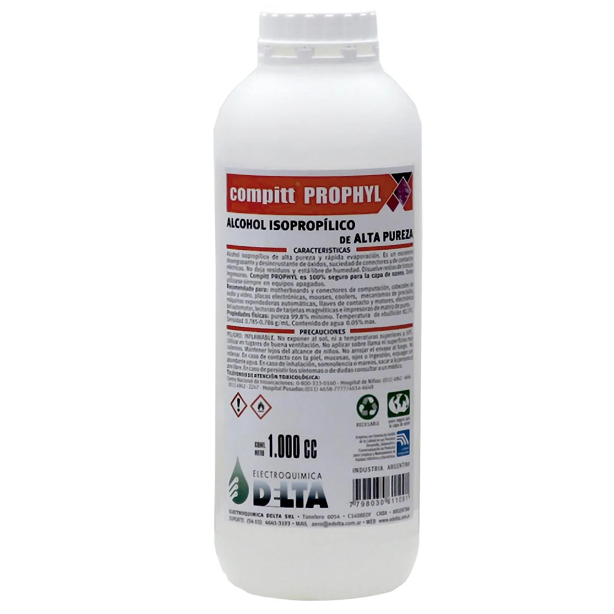 Detalles accesorios de Alcohol Isopropilico Compitt Prophyl X 500 Cc Botella