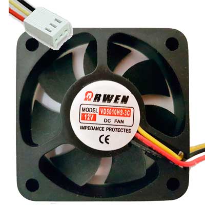 FAN 50mm 3PIN 10mm ESPESOR 6000RPM BUJE ARWEN