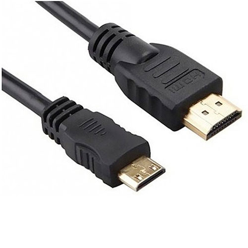 CABLE HD MACHO-MACHO C/ FICHAS MINI HDMI y HDMI 1,8 MTS 1080P