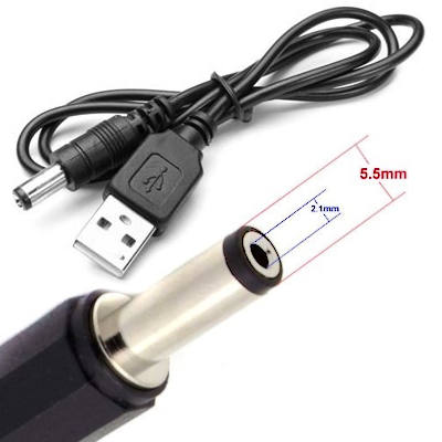 CABLE USB A MACHO / PLUG DC 5,5 x 2,1mm LARGO 1 m CABLE USB A MACHO / PLUG DC 5,5 x 2,1mm LARGO 1 m