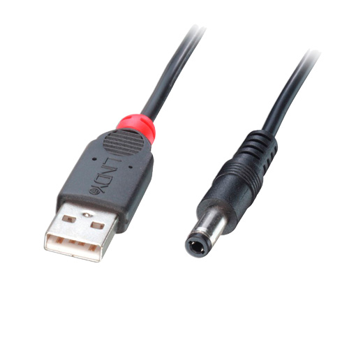 CABLE USB A MACHO / PLUG DC 5,5 x 2,1mm LARGO 0,70 m 1A