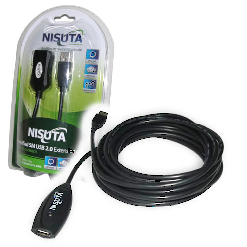 CABLE USB 2.0 A/A MACHO-HEMBRA EXTENSION 5 MTS AMPLIFICADO NISUTA CABLE USB 2.0 A/A MACHO-HEMBRA EXTENSION 5 MTS AMPLIFICADO NISUTA