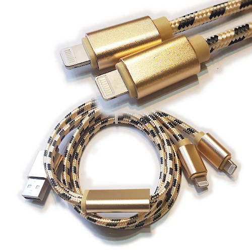 CABLE LIGHTNING / USB A MACHO 1MTS CARGA RAPIDA DOBLE CONECTOR MALLADO