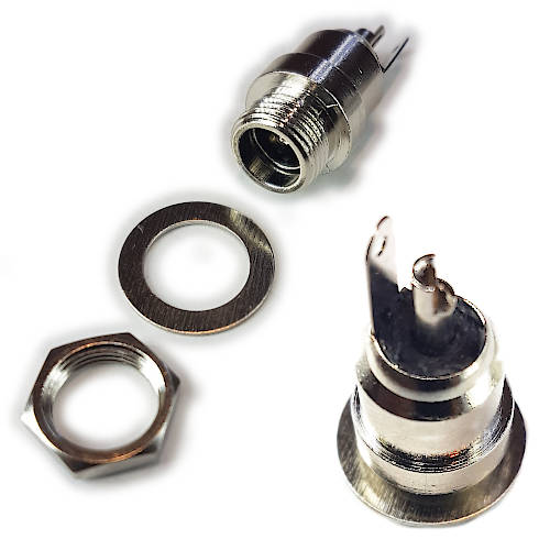 FICHA DC HUECO 5,5 x 2,1 mm JACK HEMBRA CHASIS ROSCA DELANTERA FICHA DC HUECO 5,5 x 2,1 mm JACK HEMBRA CHASIS ROSCA DELANTERA