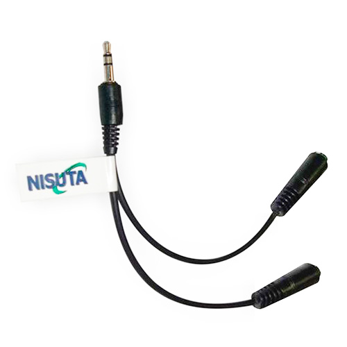 DIVISOR SPLITTER MINIPLUG 3,5 ESTEREO MACHO a 2 MINIPLUG 3,5 ESTEREO FICHA COMPACTA