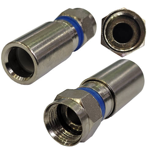 CONECTOR F CRIMPEABLE COMPRESION PARA CABLE RG6 ARO AZUL