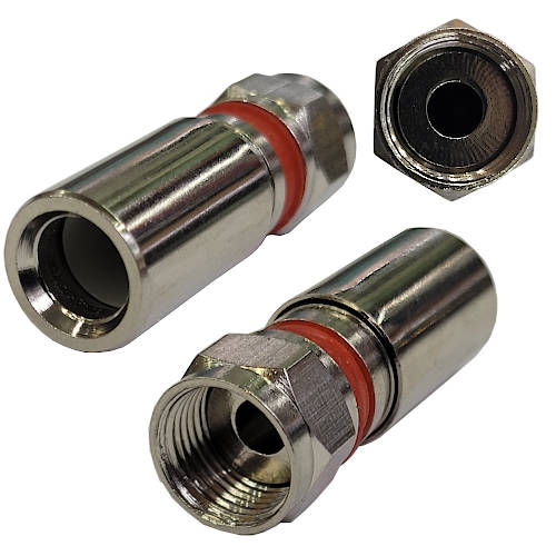 CONECTOR F CRIMPEABLE COMPRESION PARA CABLE RG59 ARO ROJO