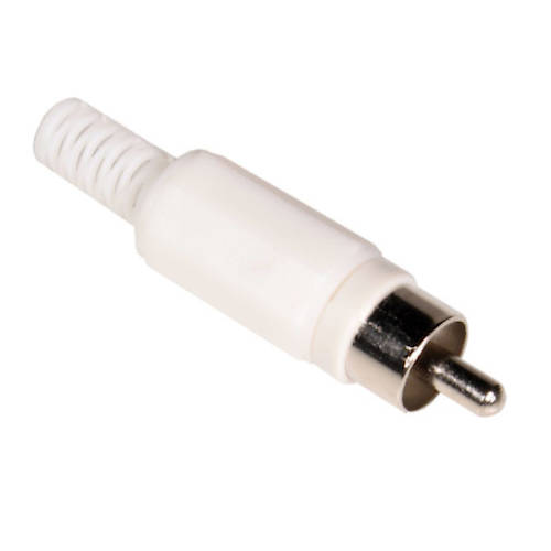 CONECTOR FICHA RCA MACHO PLASTICO BLANCO