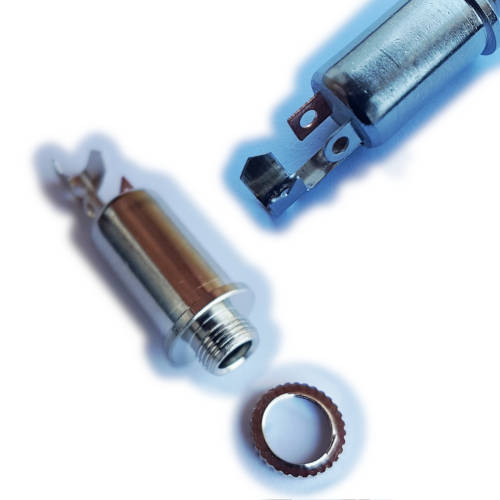 Conector Ficha Miniplug 3,5 Jack Hembra Estereo Metal Chasis Rosca Delantera