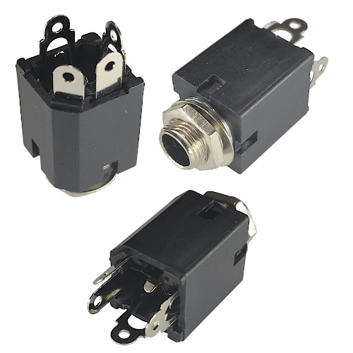 CONECTOR FICHA ESTEREO JACK 6,5 HEMBRA PLASTICO CHASIS C/CORTE ROSCA