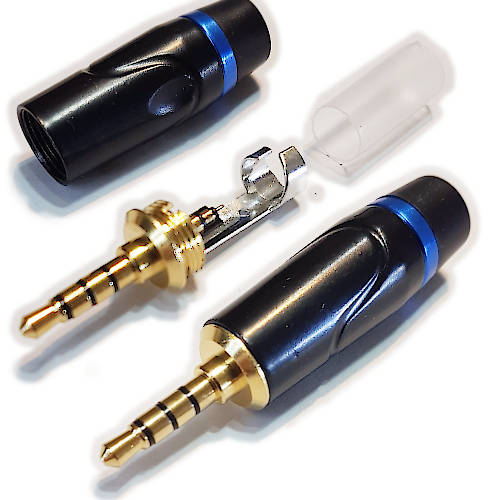 CONECTOR FICHA MINIPLUG 3,5 4 POLOS MACHO METAL HQ NEGRO