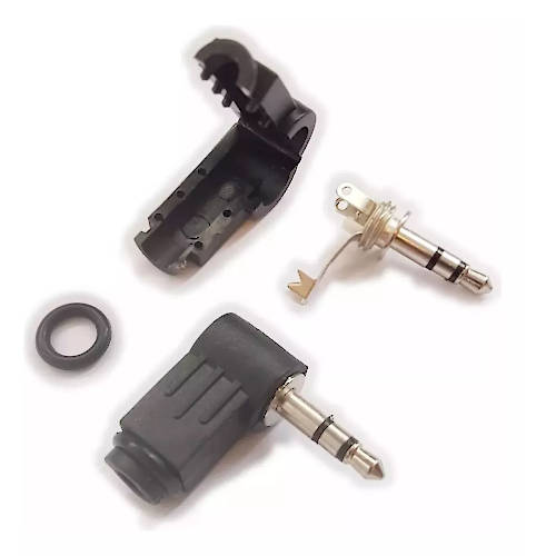 CONECTOR FICHA MINIPLUG 3,5 MACHO ESTEREO PLASTICO 90 GRADOS