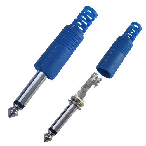 CONECTOR FICHA MONO PLUG 6,5 MACHO PLASTICO AZUL