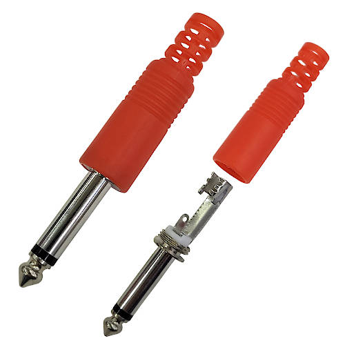 CONECTOR FICHA MONO PLUG 6,5 MACHO PLASTICO ROJO