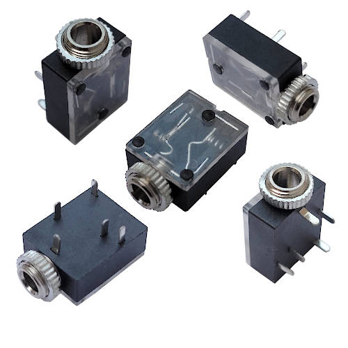 Conector Ficha Miniplug 3,5 Jack Hembra Estereo Plastico P/Circ Con Corte Y Acrilico
