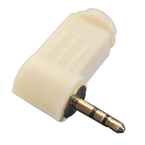 CONECTOR FICHA MINIPLUG 2,5 MACHO ESTEREO PLASTICO 90 GRADOS BLANCO