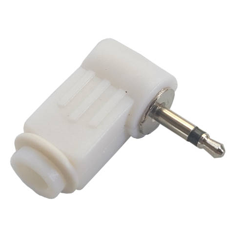 CONECTOR FICHA MINIPLUG 2,5 MACHO MONO PLASTICO 90 GRADOS BLANCO