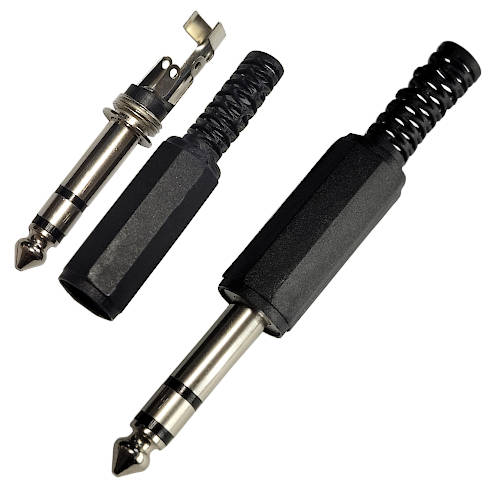 CONECTOR FICHA ESTEREO PLUG 6,5 MACHO PLASTICO NEGRO