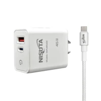 Cargador 45W Usb-C Pd + Usb-A Qc Carga Rapida Nisuta con Cable USB-C Cargador 45W Usb-C Pd + Usb-A Qc Carga Rapida Nisuta con Cable USB-C