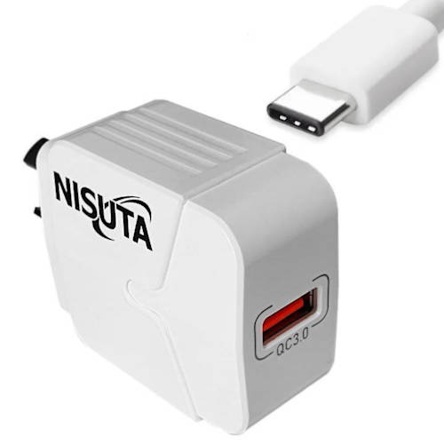 CARGADOR 18W USB-A CARGA RAPIDA QC CON CABLE A-C NISUTA CARGADOR 18W USB-A CARGA RAPIDA QC CON CABLE A-C NISUTA
