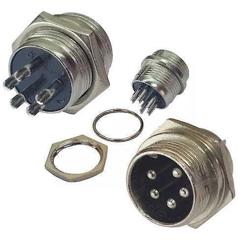 CONECTOR GX16 5 PINES MACHO AVIACION A CHASIS