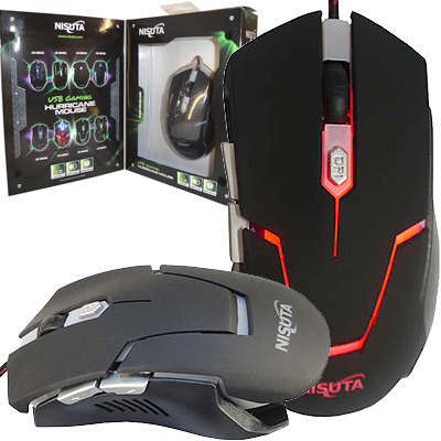 MOUSE NISUTA NSMOG68 GAMER USB 2400 DPI 6 BOTONES