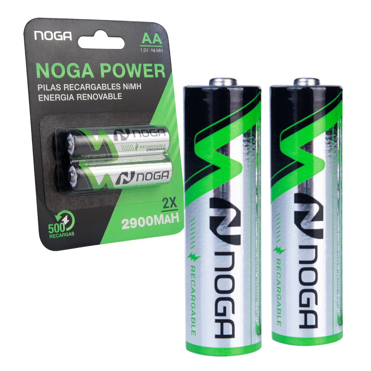 Detalles accesorios de Pila Aa Recargable 2900Mah Noga Nickel Metal Blister X2