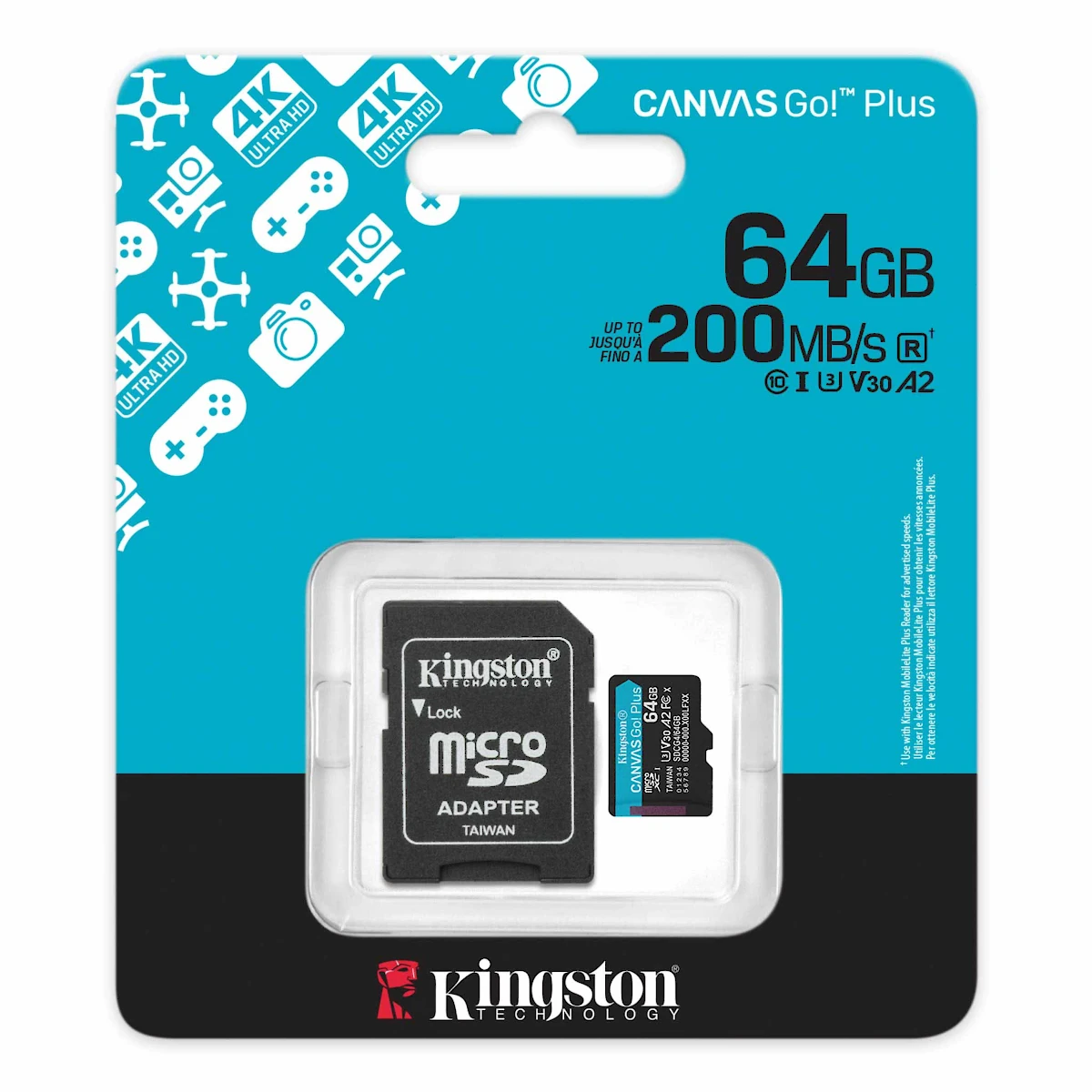 Detalles accesorios de Memoria Micro Sd 64Gb Kingston Cl10 Canvas Go Plus C/Adaptador 170 Mb/S