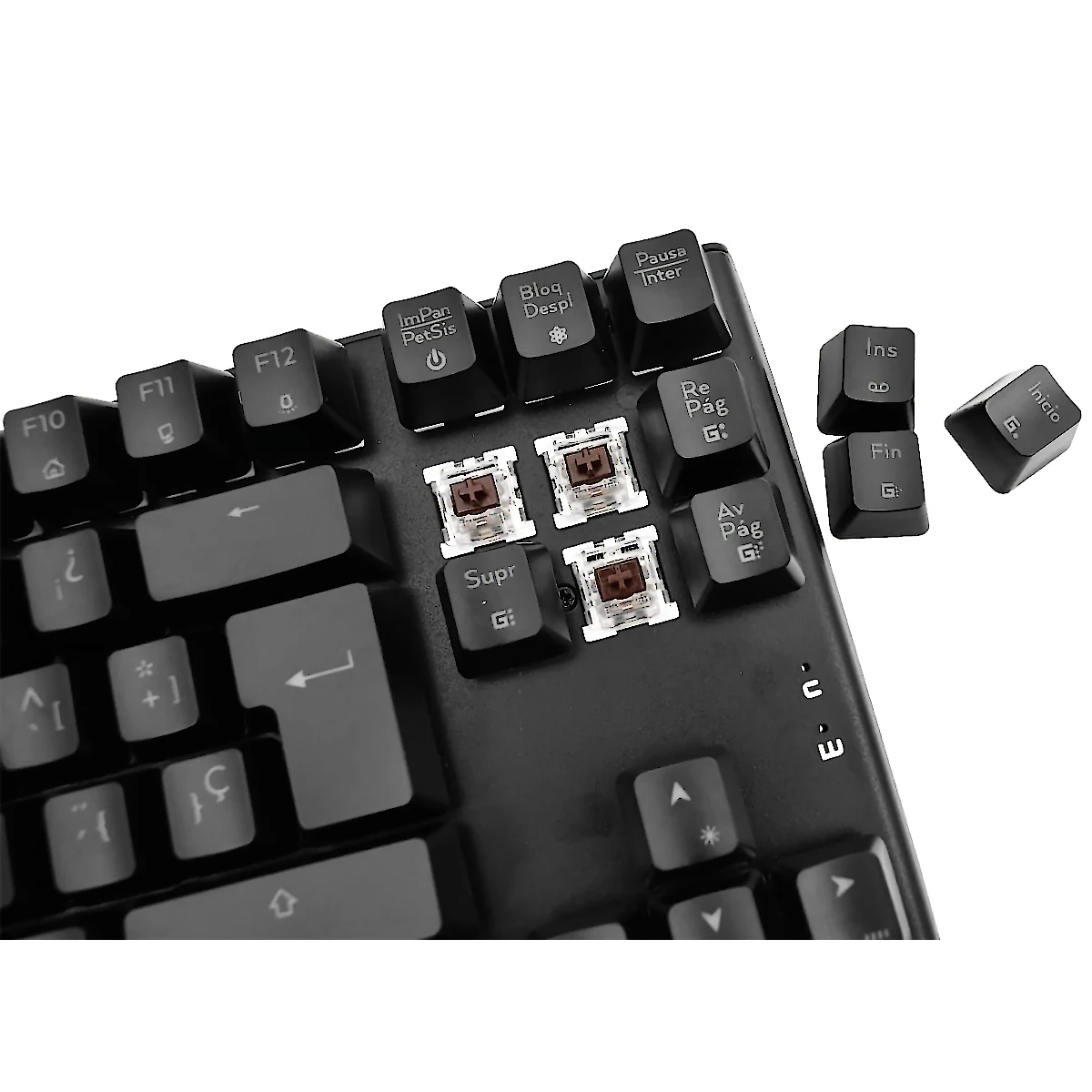 Vista lateral de Teclado Gamer Nisuta Mecanico Espanol Nskbgz88 Switch Rojo Retroiluminado